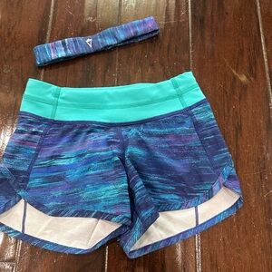 Ivivva Girls shorts and matching headband